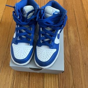Kids nike dunks high blue and white size 12c gently worn